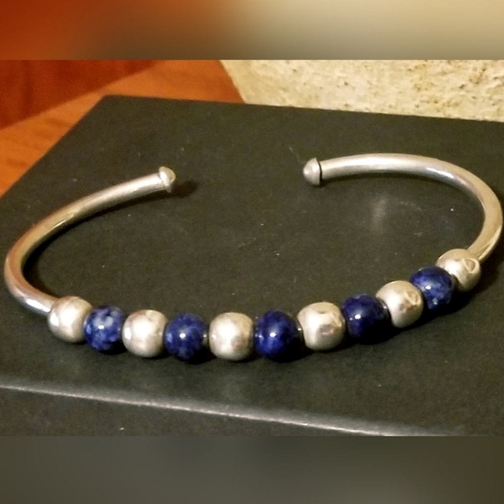Rare Silpada Sterling Silver & Sodalite Cuff Bracelet